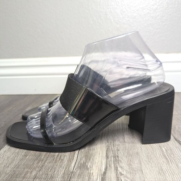 Vintage Nine West Esmeralda Black strappy square toe block heel sandal women 7.5 - Picture 3 of 8
